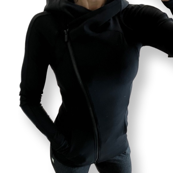 Lululemon asymmetrical zip athletic black hoodie - Picture 1 of 3